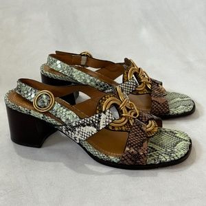 Tory Burch Snake Skin Slingback Sandals